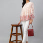 Janasya Women's Peach Georgette Floral Print Flared Top | Swadesiicart