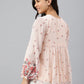 Janasya Women's Peach Georgette Floral Print Flared Top | Swadesiicart