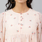 Janasya Women's Peach Georgette Floral Print Flared Top | Swadesiicart