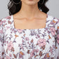 Janasya Women's White Georgette Floral Printed Flared Western Dress | Swadesiicart