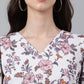 Janasya Women's White Georgette Floral Print Peplum Top | Swadesiicart