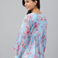 Janasya Women's Sky Blue Georgette Floral Print Flared Top | Swadesiicart