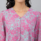Janasya Women's Pink Georgette Floral Printed A-line Western Dress | Swadesiicart