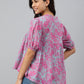 Janasya Women's Pink Georgette Digital Print Flared Top | Swadesiicart