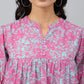 Janasya Women's Pink Georgette Digital Print Flared Top | Swadesiicart
