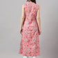 Janasya Women's Pink Cotton Floral Printed Casual Angrakha Kurta | Swadesiicart