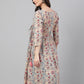 Janasya Women's Beige Cotton Floral Printed Casual Angrakha Kurta | Swadesiicart