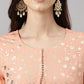 Janasya Women's Peach Crepe Foil Printed Casual Frontslit Kurta | Swadesiicart