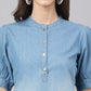 Janasya Women's Light Blue Denim Solid Casual High Low Kurta - Swadesiicart