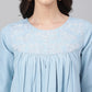 Janasya Women's Light Blue Denim Solid Flared Western Dress | Swadesiicart