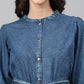 Janasya Women's Blue Denim Solid Straight Western Dress | Swadesiicart