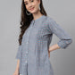 Janasya Women's Blue Cotton Printed Casual Regular Top | Swadesiicart
