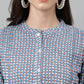 Janasya Women's Blue Cotton Printed Casual Regular Top | Swadesiicart