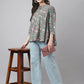 Janasya Women's Green Cotton Botanical Print Casual Empire Top | Swadesiicart
