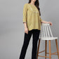 Janasya Women's Mustard Cotton Ethnic Motifs Casual Regular Top | Swadesiicart