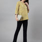 Janasya Women's Mustard Cotton Ethnic Motifs Casual Regular Top | Swadesiicart