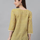Janasya Women's Mustard Cotton Ethnic Motifs Casual Regular Top | Swadesiicart