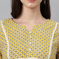 Janasya Women's Mustard Cotton Ethnic Motifs Casual Regular Top | Swadesiicart