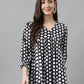 Janasya Women's Black Cotton Polka Print Casual Peplum Top | Swadesiicart