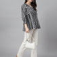 Janasya Women's Black Cotton Polka Print Casual Peplum Top | Swadesiicart