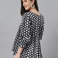 Janasya Women's Black Cotton Polka Print Casual Peplum Top | Swadesiicart