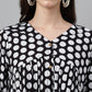 Janasya Women's Black Cotton Polka Print Casual Peplum Top | Swadesiicart