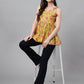 Janasya Women's Yellow Cotton Floral Print Casual Peplum Top | Swadesiicart