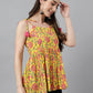 Janasya Women's Yellow Cotton Floral Print Casual Peplum Top | Swadesiicart