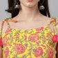 Janasya Women's Yellow Cotton Floral Print Casual Peplum Top | Swadesiicart