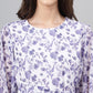 Janasya Women's White Georgette Floral Print Flared Top | Swadesiicart