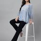Janasya Women's Blue Georgette Floral Print Peplum Top | Swadesiicart