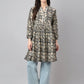Janasya Women's Black Cotton Floral Print Casual Flared Tunic | Swadesiicart
