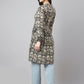 Janasya Women's Black Cotton Floral Print Casual Flared Tunic | Swadesiicart