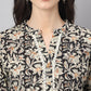 Janasya Women's Black Cotton Floral Print Casual Flared Tunic | Swadesiicart