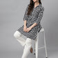 Indian Clothing Janasya Women's Black Cotton Polka Print Casual A-Line Tunic | Swadesiicart