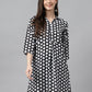 Indian Clothing Janasya Women's Black Cotton Polka Print Casual A-Line Tunic | Swadesiicart