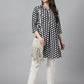 Indian Clothing Janasya Women's Black Cotton Polka Print Casual A-Line Tunic | Swadesiicart