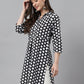 Indian Clothing Janasya Women's Black Cotton Polka Print Casual A-Line Tunic | Swadesiicart