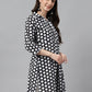 Indian Clothing Janasya Women's Black Cotton Polka Print Casual A-Line Tunic | Swadesiicart