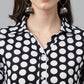 Indian Clothing Janasya Women's Black Cotton Polka Print Casual A-Line Tunic | Swadesiicart