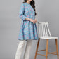 Janasya Women's Multicolor Cotton Botanical Print Casual A-Line Tunic | Swadesiicart