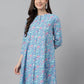 Janasya Women's Multicolor Cotton Botanical Print Casual A-Line Tunic | Swadesiicart