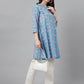 Janasya Women's Multicolor Cotton Botanical Print Casual A-Line Tunic | Swadesiicart