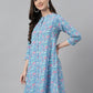 Janasya Women's Multicolor Cotton Botanical Print Casual A-Line Tunic | Swadesiicart