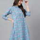 Janasya Women's Multicolor Cotton Botanical Print Casual A-Line Tunic | Swadesiicart