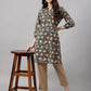 Janasya Women's Dark Green Cotton Floral Print Casual Regular Tunic | Swadesiicart