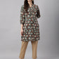 Janasya Women's Dark Green Cotton Floral Print Casual Regular Tunic | Swadesiicart