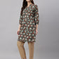 Janasya Women's Dark Green Cotton Floral Print Casual Regular Tunic | Swadesiicart