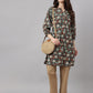 Janasya Women's Dark Green Cotton Floral Print Casual Regular Tunic | Swadesiicart