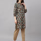 Janasya Women's Dark Green Cotton Floral Print Casual Regular Tunic | Swadesiicart